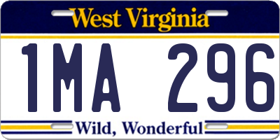 WV license plate 1MA296