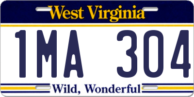 WV license plate 1MA304