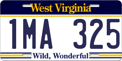 WV license plate 1MA325