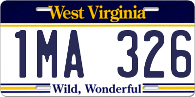 WV license plate 1MA326