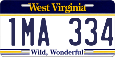 WV license plate 1MA334