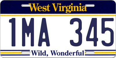 WV license plate 1MA345