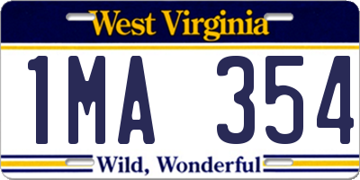 WV license plate 1MA354