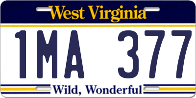 WV license plate 1MA377