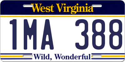 WV license plate 1MA388