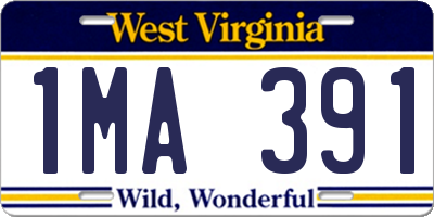 WV license plate 1MA391