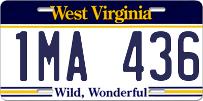 WV license plate 1MA436
