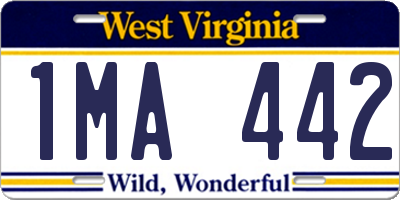 WV license plate 1MA442