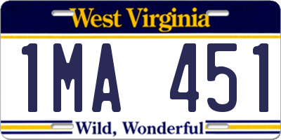 WV license plate 1MA451