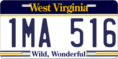 WV license plate 1MA516