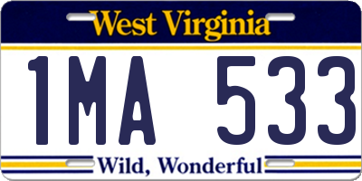 WV license plate 1MA533