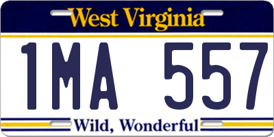 WV license plate 1MA557