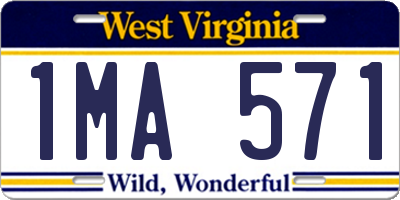 WV license plate 1MA571