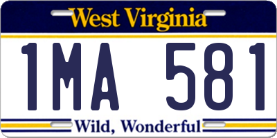 WV license plate 1MA581