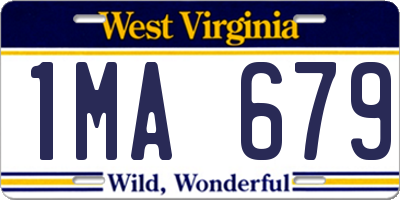 WV license plate 1MA679