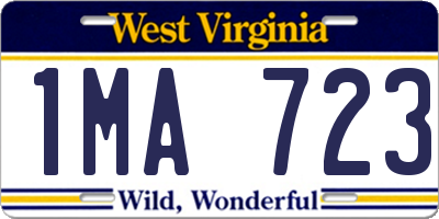 WV license plate 1MA723