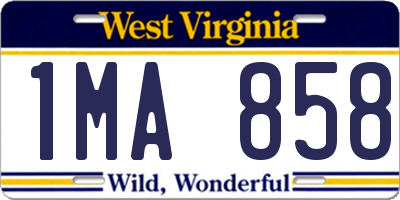 WV license plate 1MA858