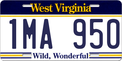 WV license plate 1MA950