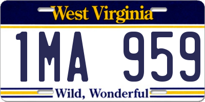 WV license plate 1MA959