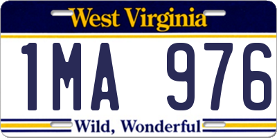 WV license plate 1MA976