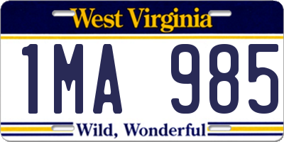 WV license plate 1MA985