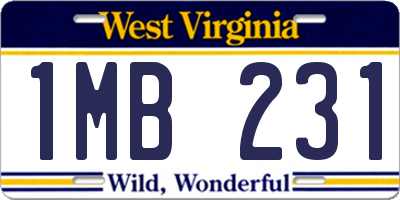 WV license plate 1MB231