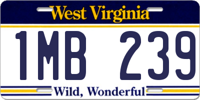 WV license plate 1MB239