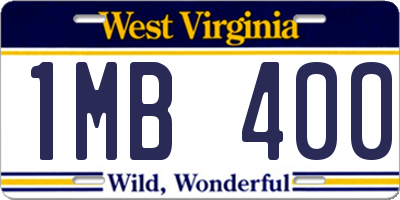 WV license plate 1MB400