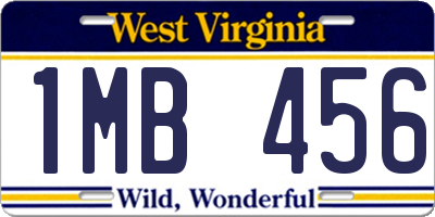 WV license plate 1MB456
