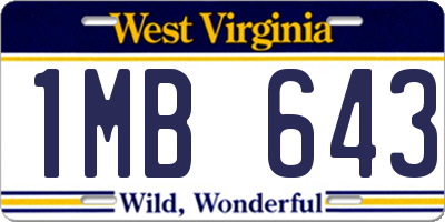 WV license plate 1MB643