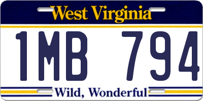 WV license plate 1MB794