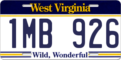 WV license plate 1MB926