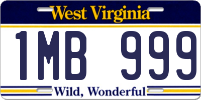 WV license plate 1MB999