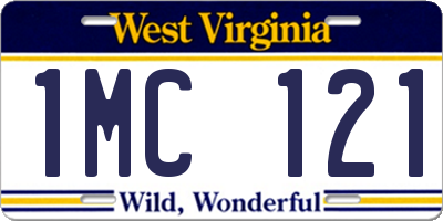 WV license plate 1MC121