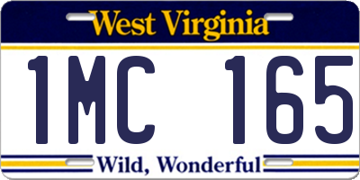 WV license plate 1MC165