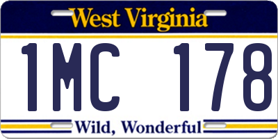 WV license plate 1MC178