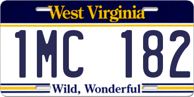 WV license plate 1MC182