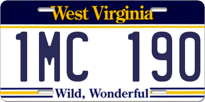 WV license plate 1MC190
