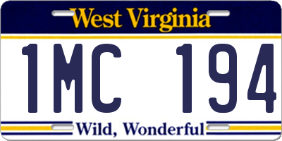 WV license plate 1MC194