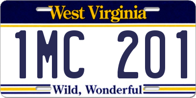 WV license plate 1MC201
