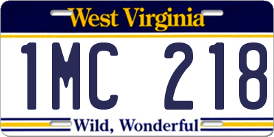 WV license plate 1MC218