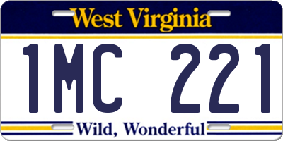 WV license plate 1MC221