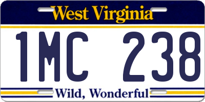 WV license plate 1MC238