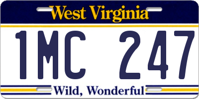 WV license plate 1MC247