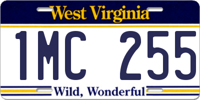 WV license plate 1MC255