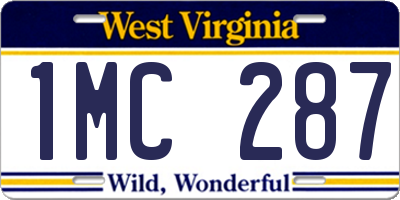 WV license plate 1MC287