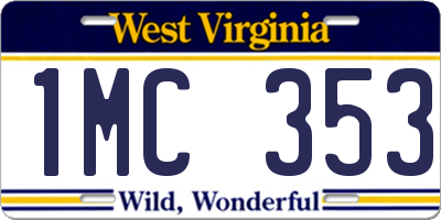WV license plate 1MC353