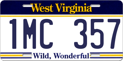 WV license plate 1MC357