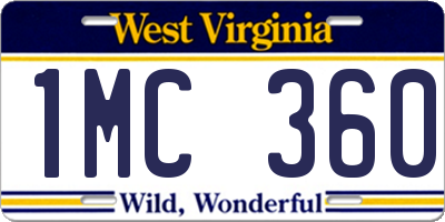 WV license plate 1MC360