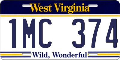 WV license plate 1MC374